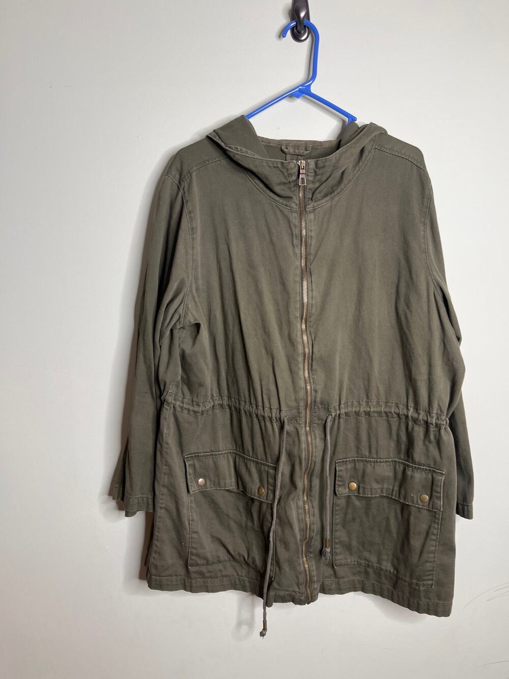 Old Navy Green Women's Utility Canvas Jacket Fall Drawstring XL